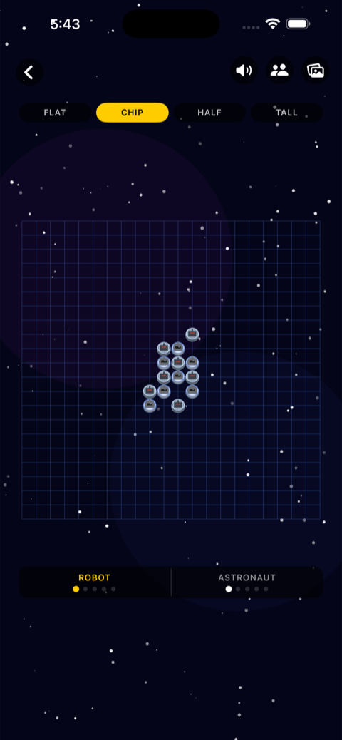 TEWGO in the Space theme: robot and astronaut pieces on a starfield